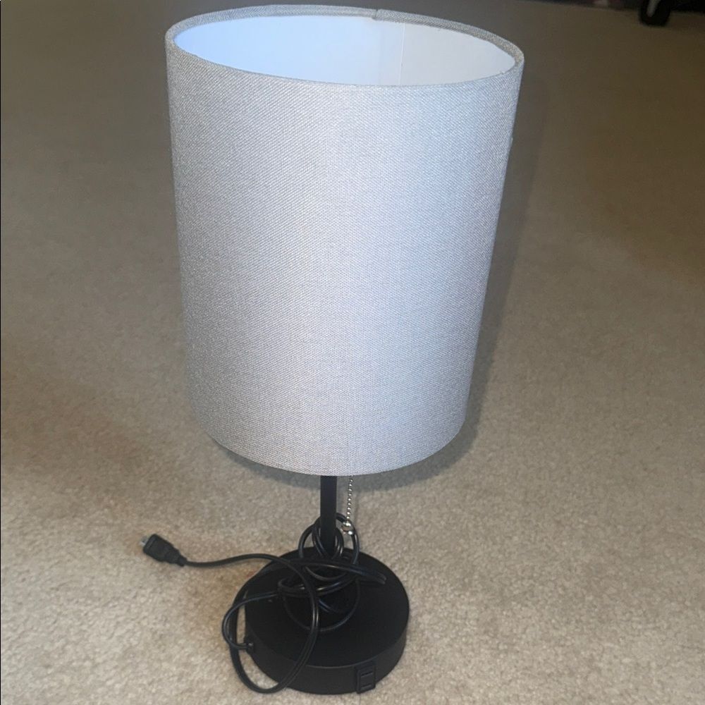 Gray Table Lamp with Black Base NWOB
